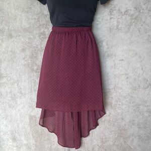 Garage Burgundy Chiffon High Low Skirt Size XS